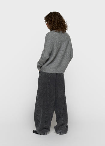 wrap-over scarf sweater | grey melee