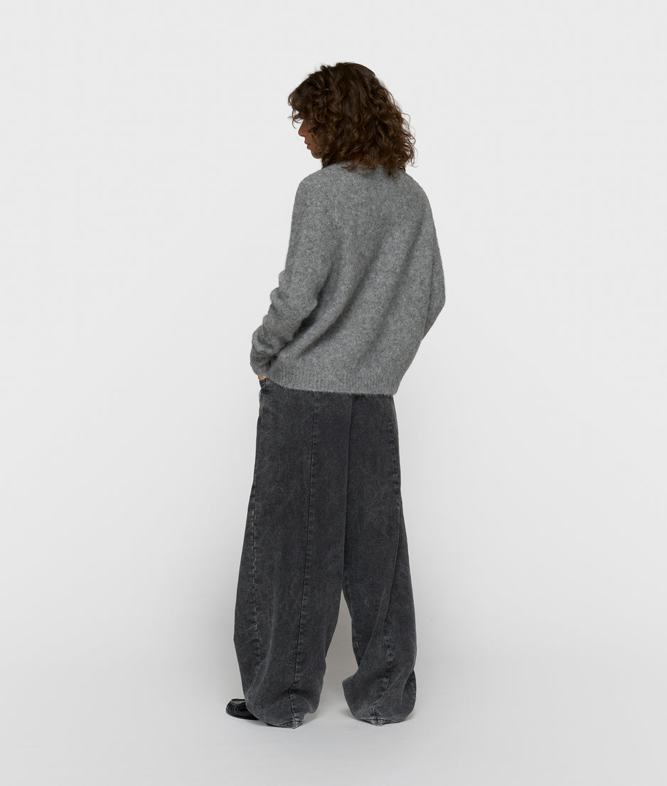 wrap-over scarf sweater | grey melee
