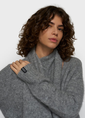 wrap-over scarf sweater | grey melee