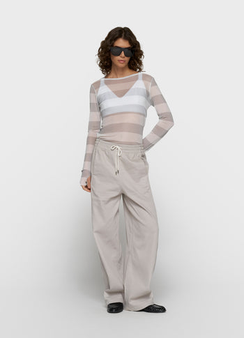 mesh long sleeve stripes | white/stone