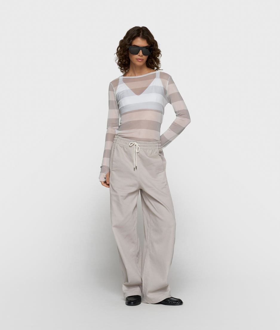 mesh long sleeve stripes | white/stone