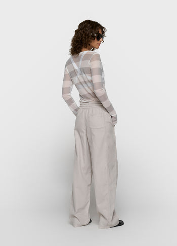 mesh long sleeve stripes | white/stone