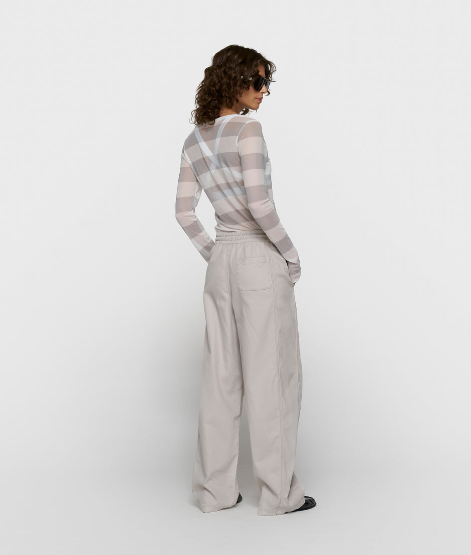 mesh long sleeve stripes | white/stone