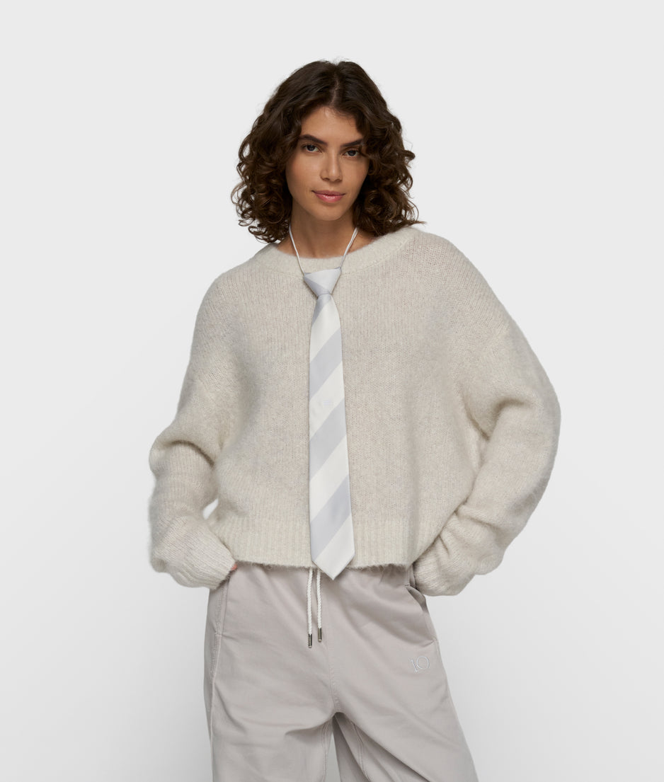 hairy knit sweater lurex | ecru