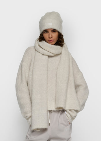 hairy knit scarf lurex | ecru