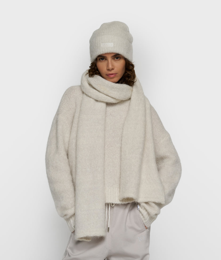 hairy knit scarf lurex | ecru