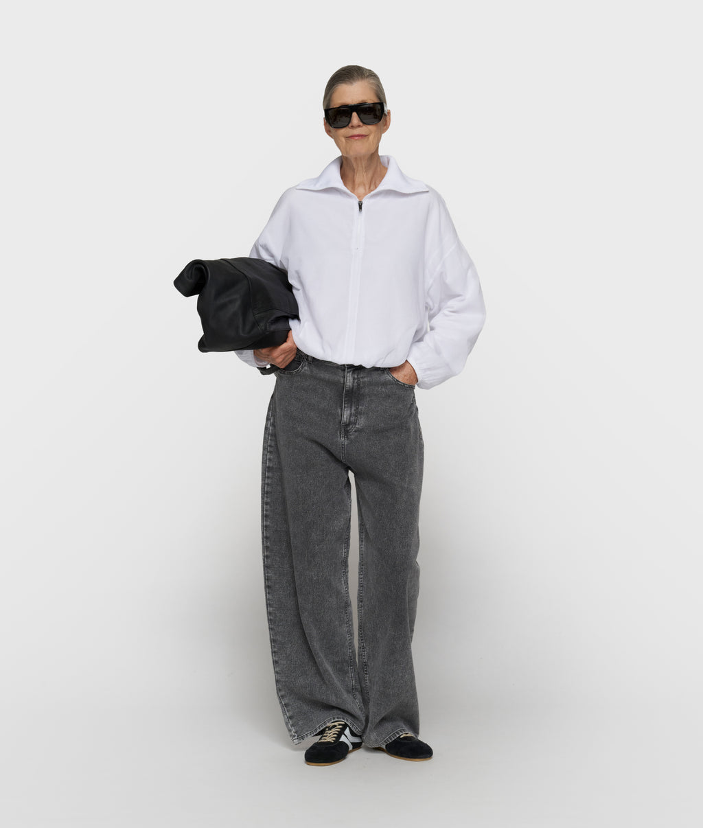wide pants jog denim | black