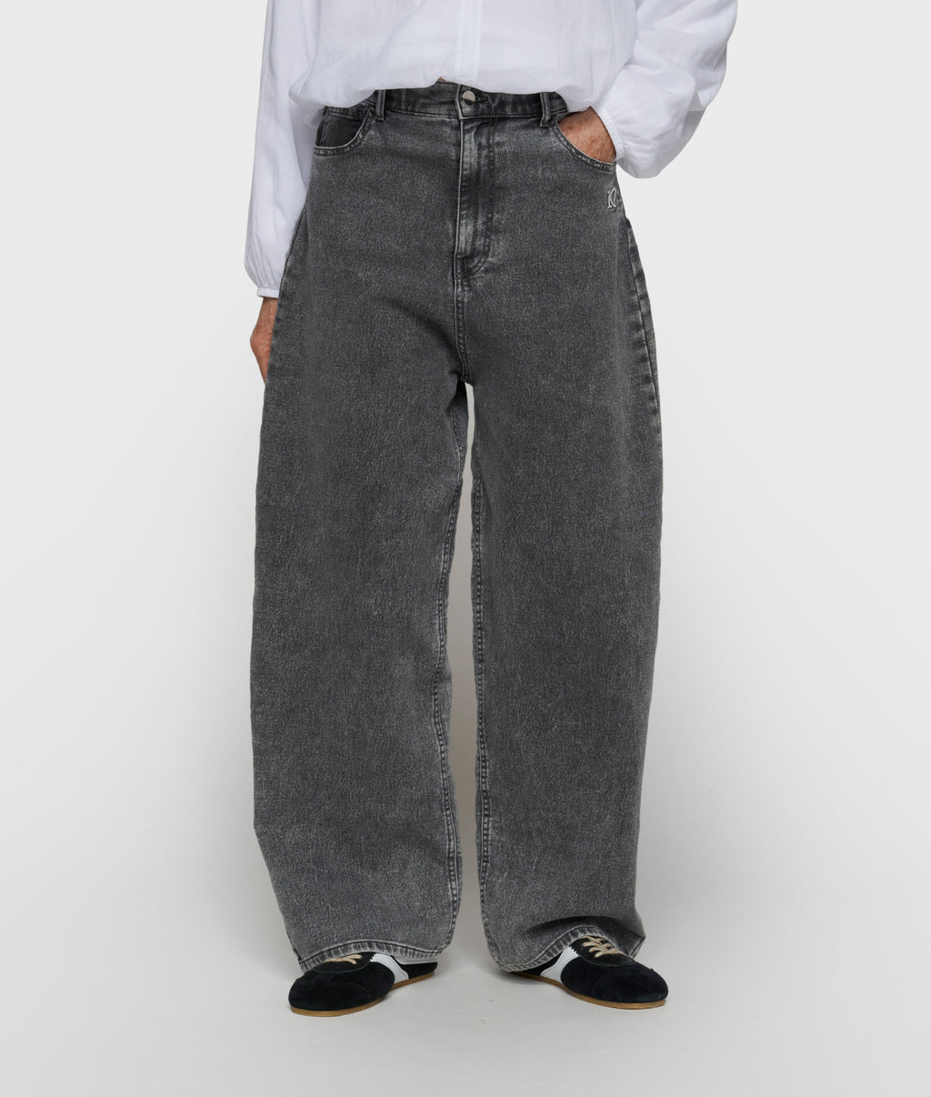 wide pants jog denim | black