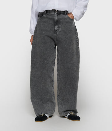 wide pants jog denim | black