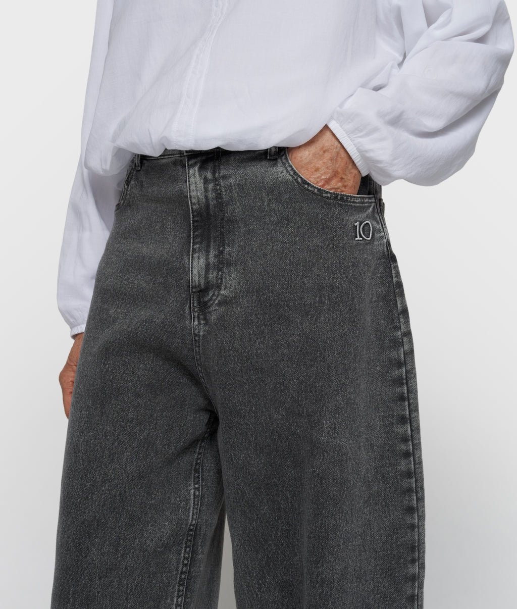 wide pants jog denim | black