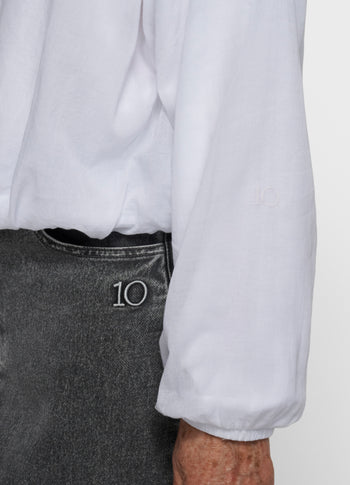 half zip balloon top | white