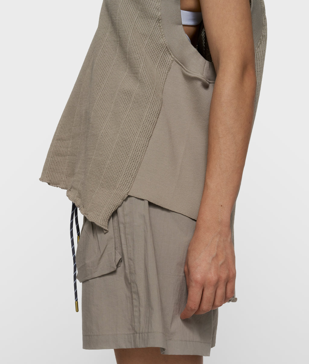 v-neck mesh top | fog