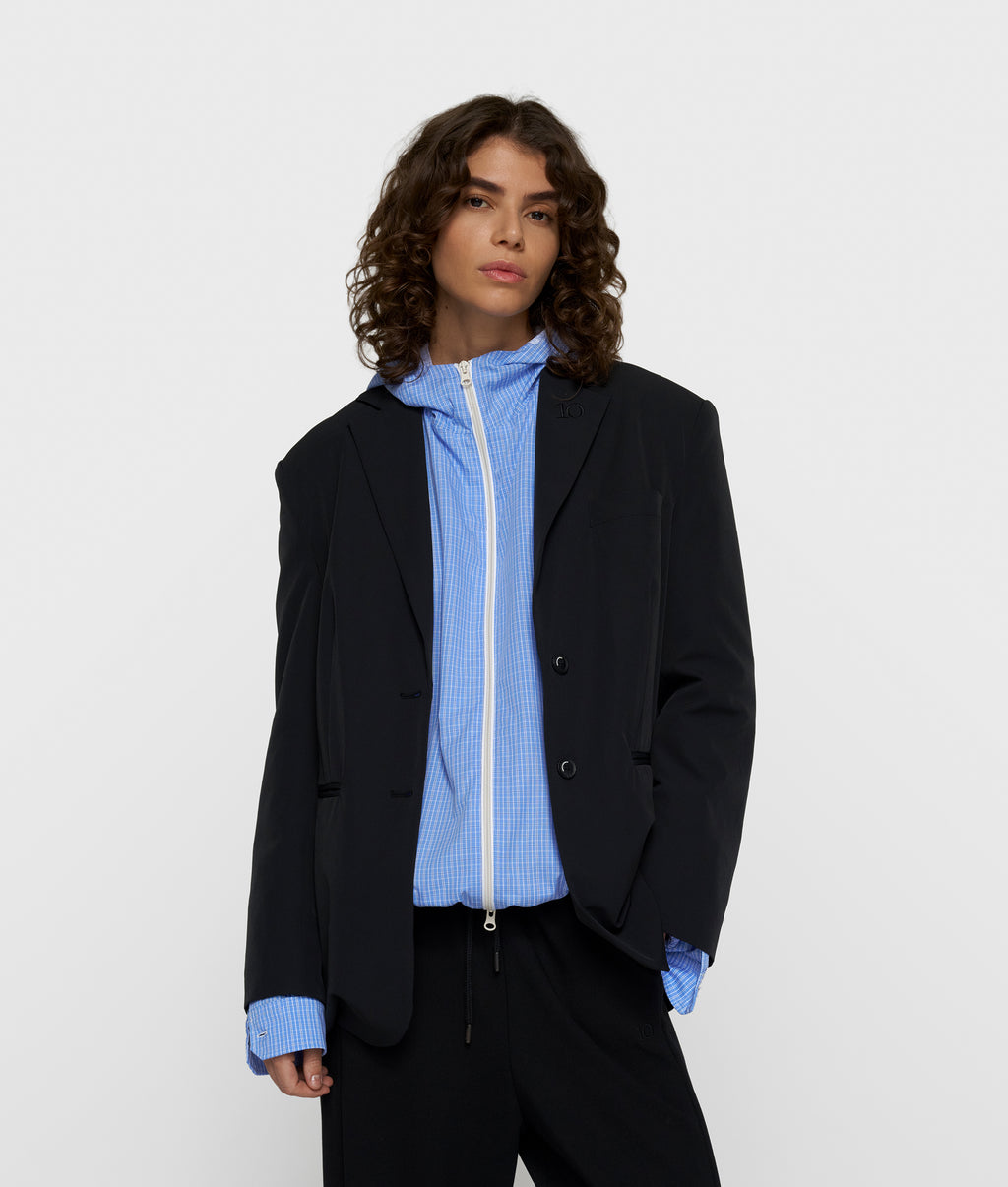 double cuff travel blazer | black
