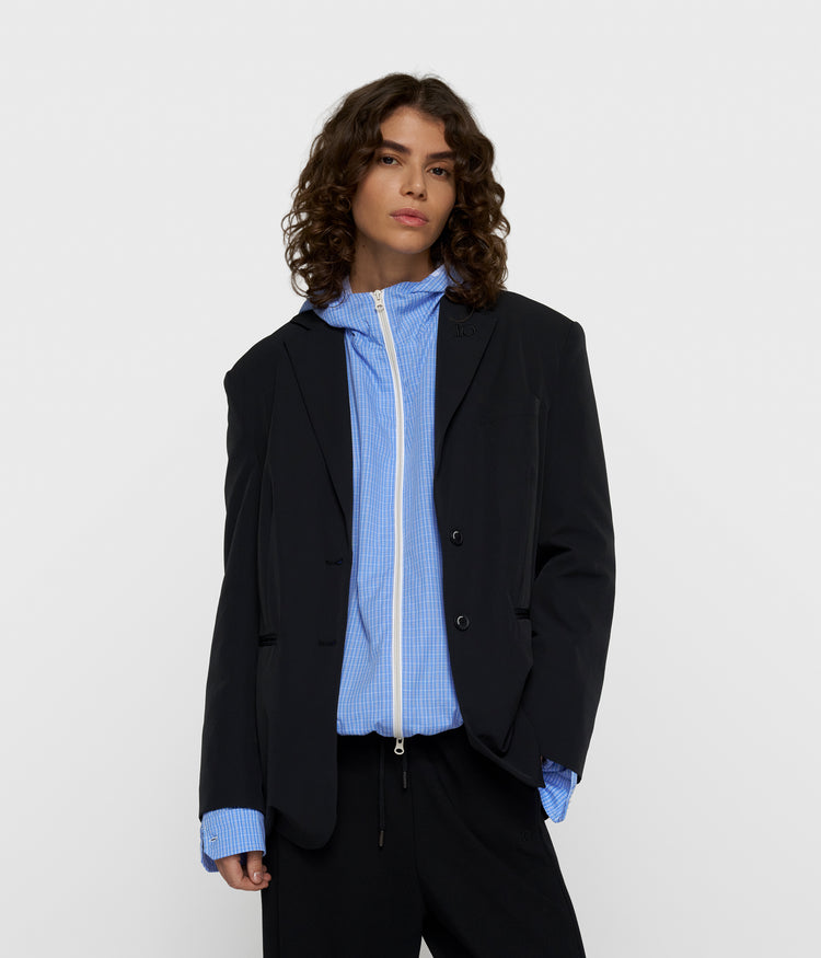 double cuff travel blazer | black
