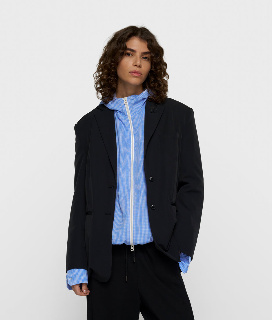 double cuff travel blazer | black