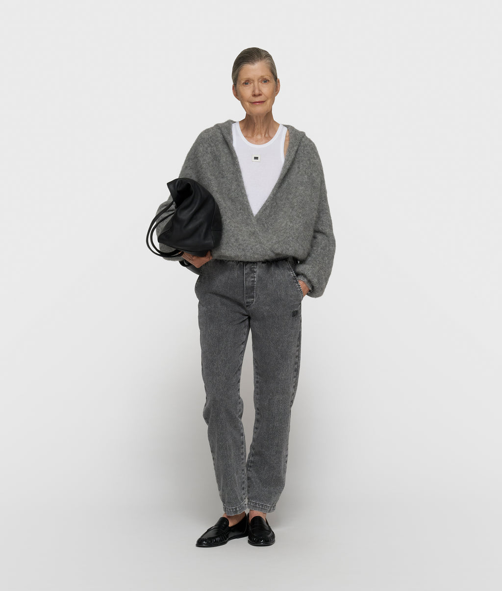 Strickpullover mit Kapuze | grey melee