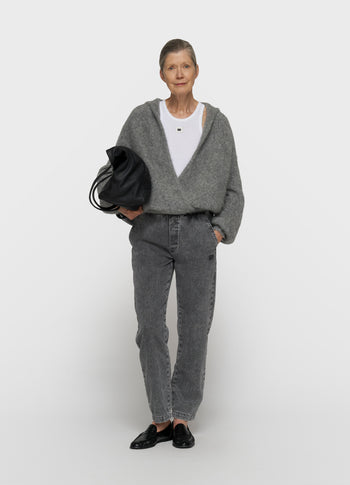 hooded knit sweater | grey melee