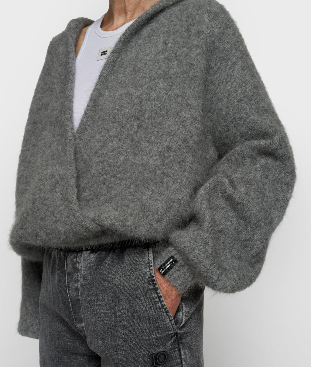 Strickpullover mit Kapuze | grey melee