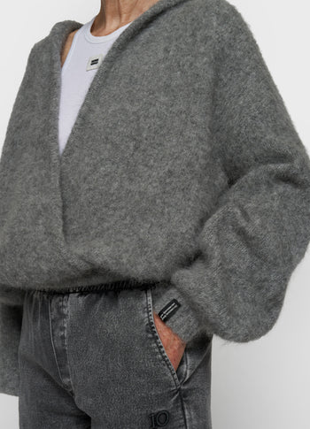 hooded knit sweater | grey melee