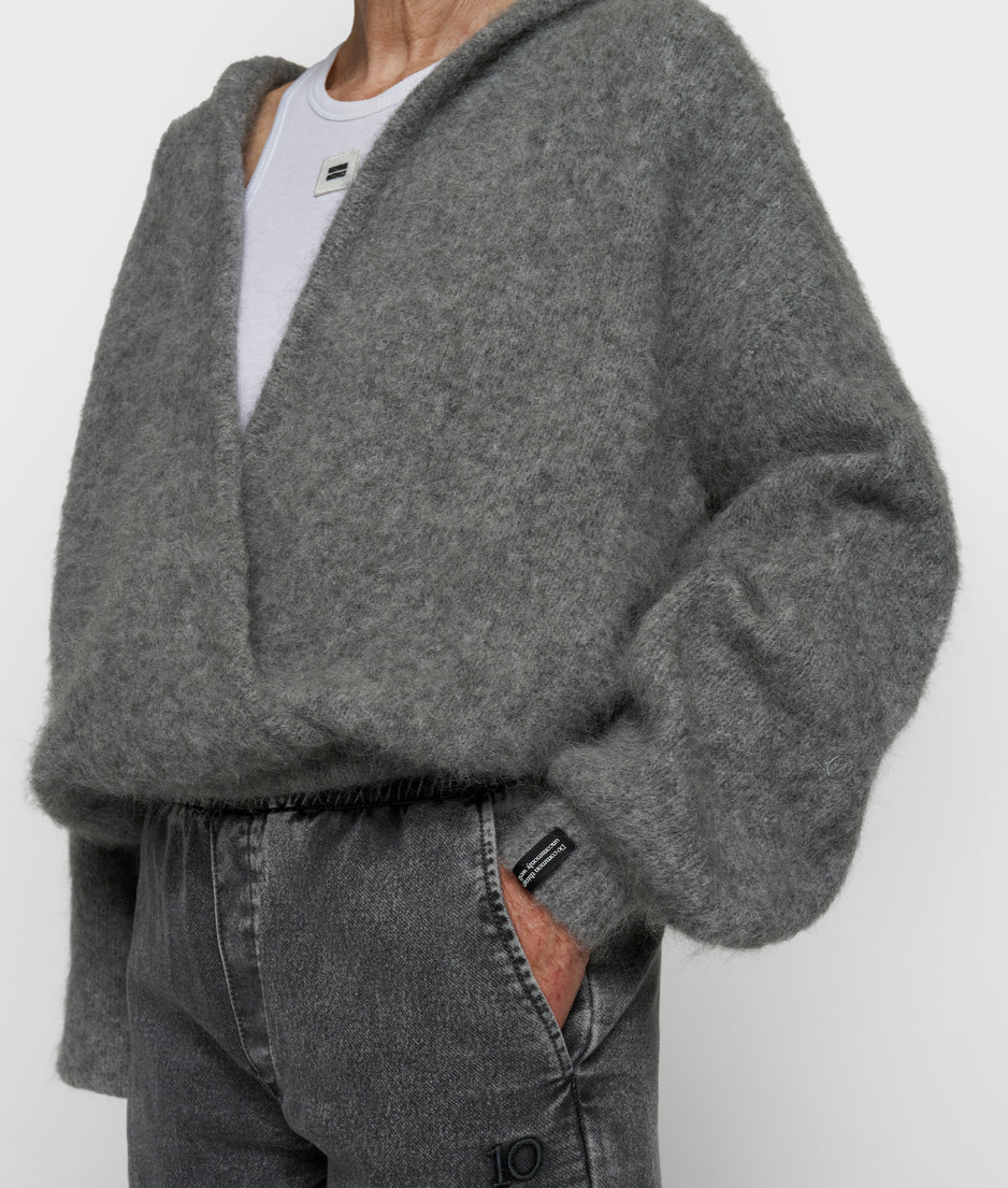 hooded knit sweater | grey melee