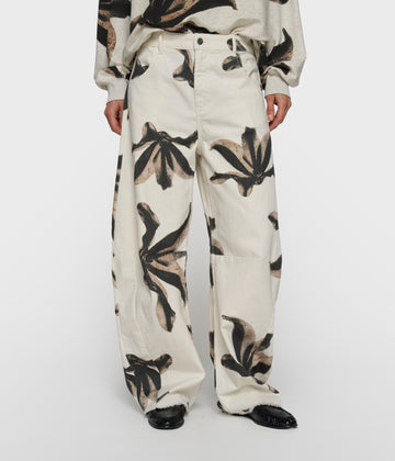 western pants flower | ecru