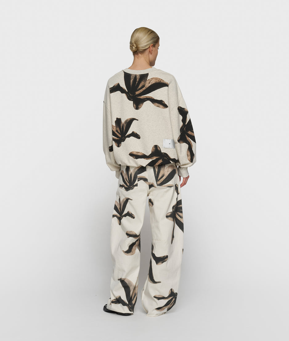 western pants flower | ecru