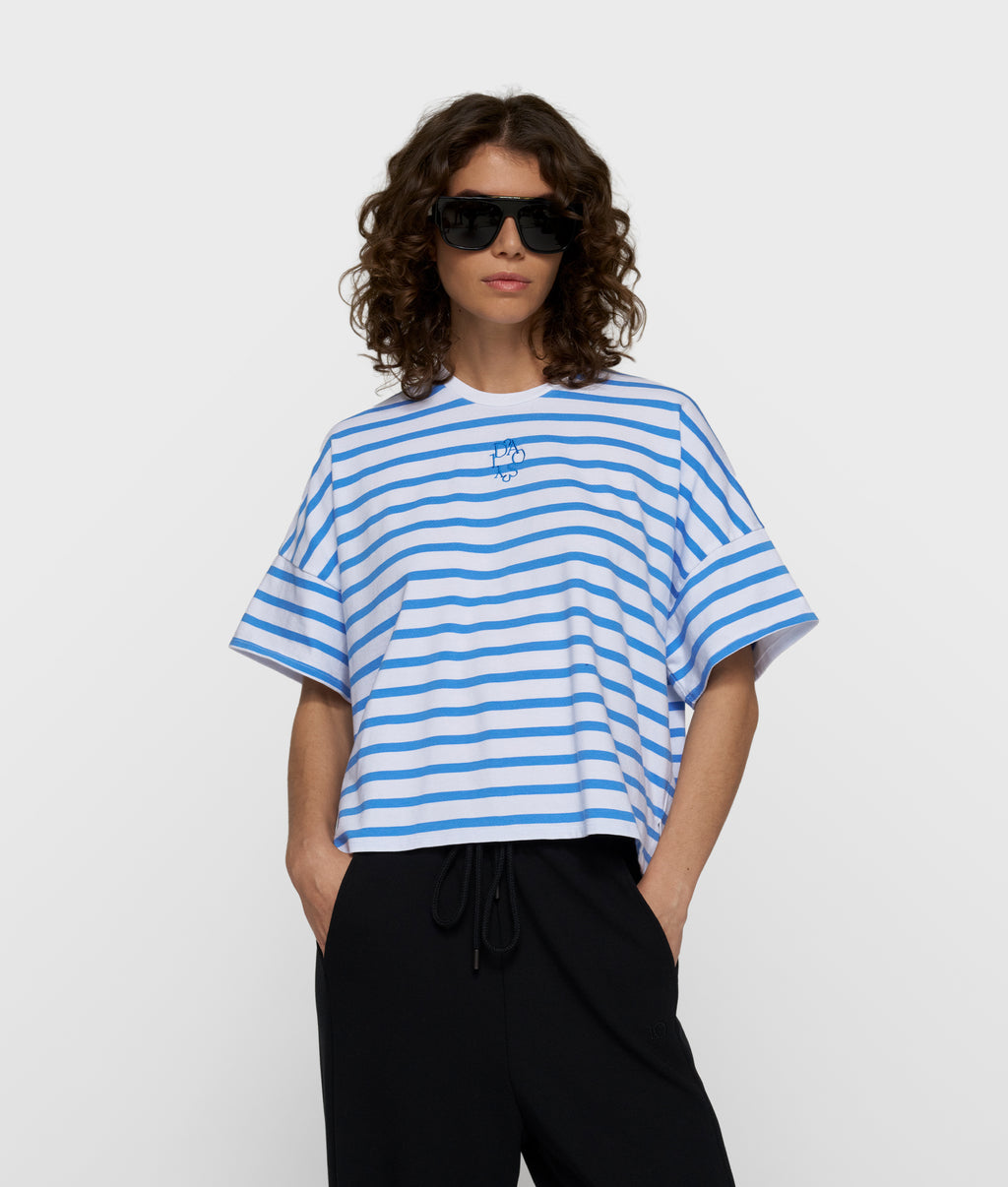 wide tee stripes | white/ultramarine