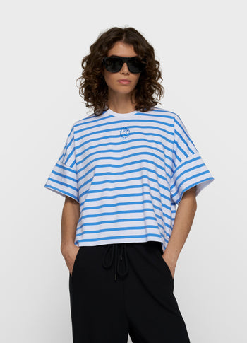 wide tee stripes | white/ultramarine