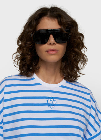 wide tee stripes | white/ultramarine
