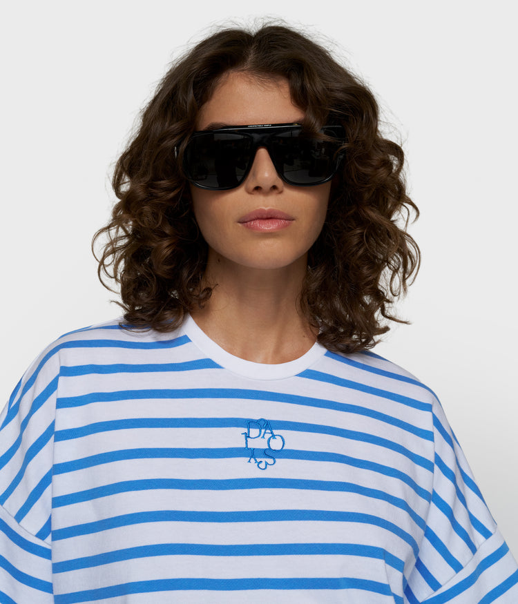 wide tee stripes | white/ultramarine
