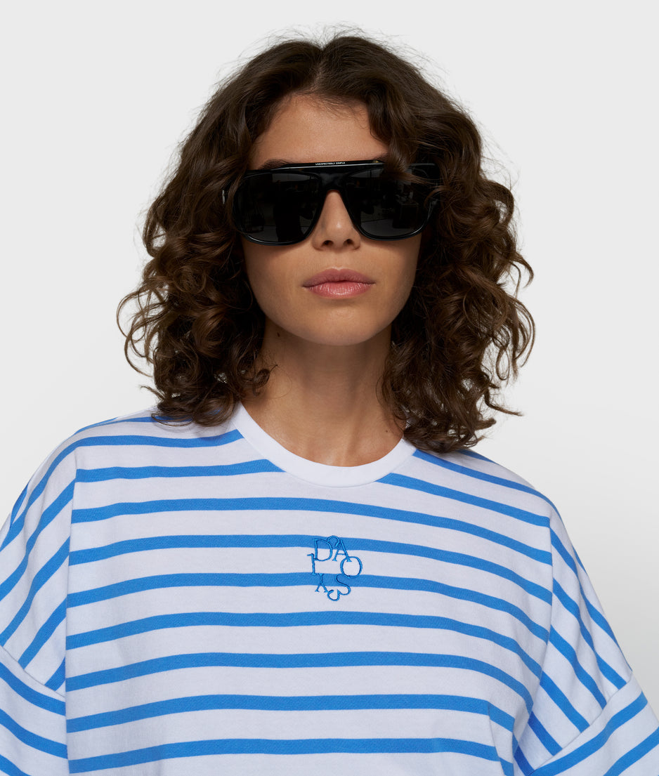 wide tee stripes | white/ultramarine