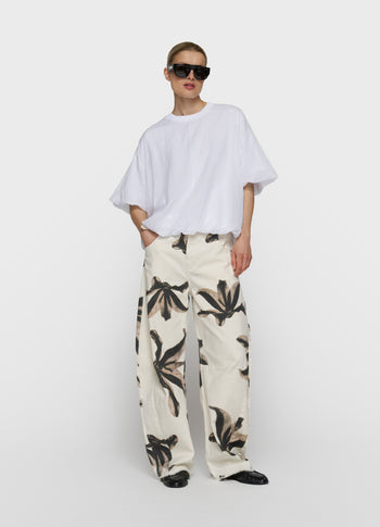 western pants flower | ecru