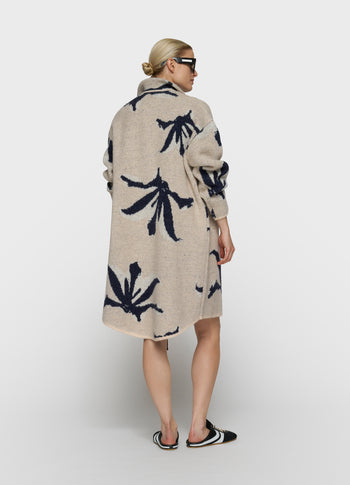long knit jacket flower | powder