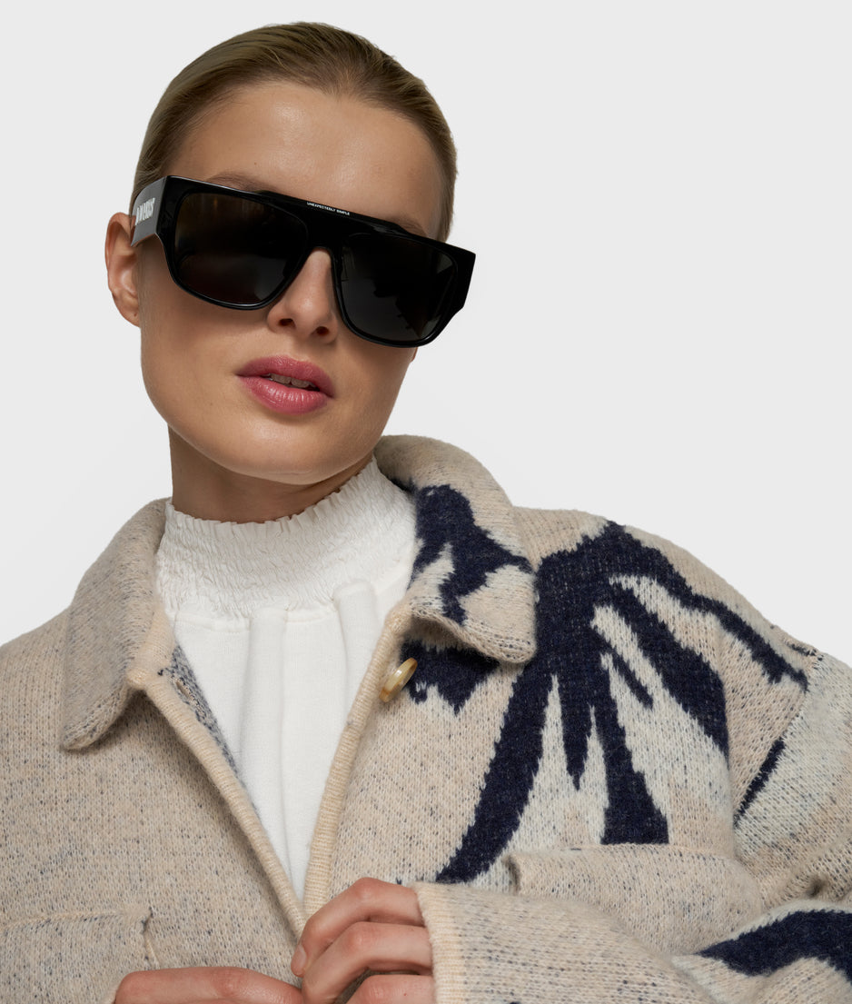 long knit jacket flower | powder