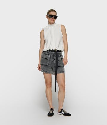 utility shorts jog denim | black