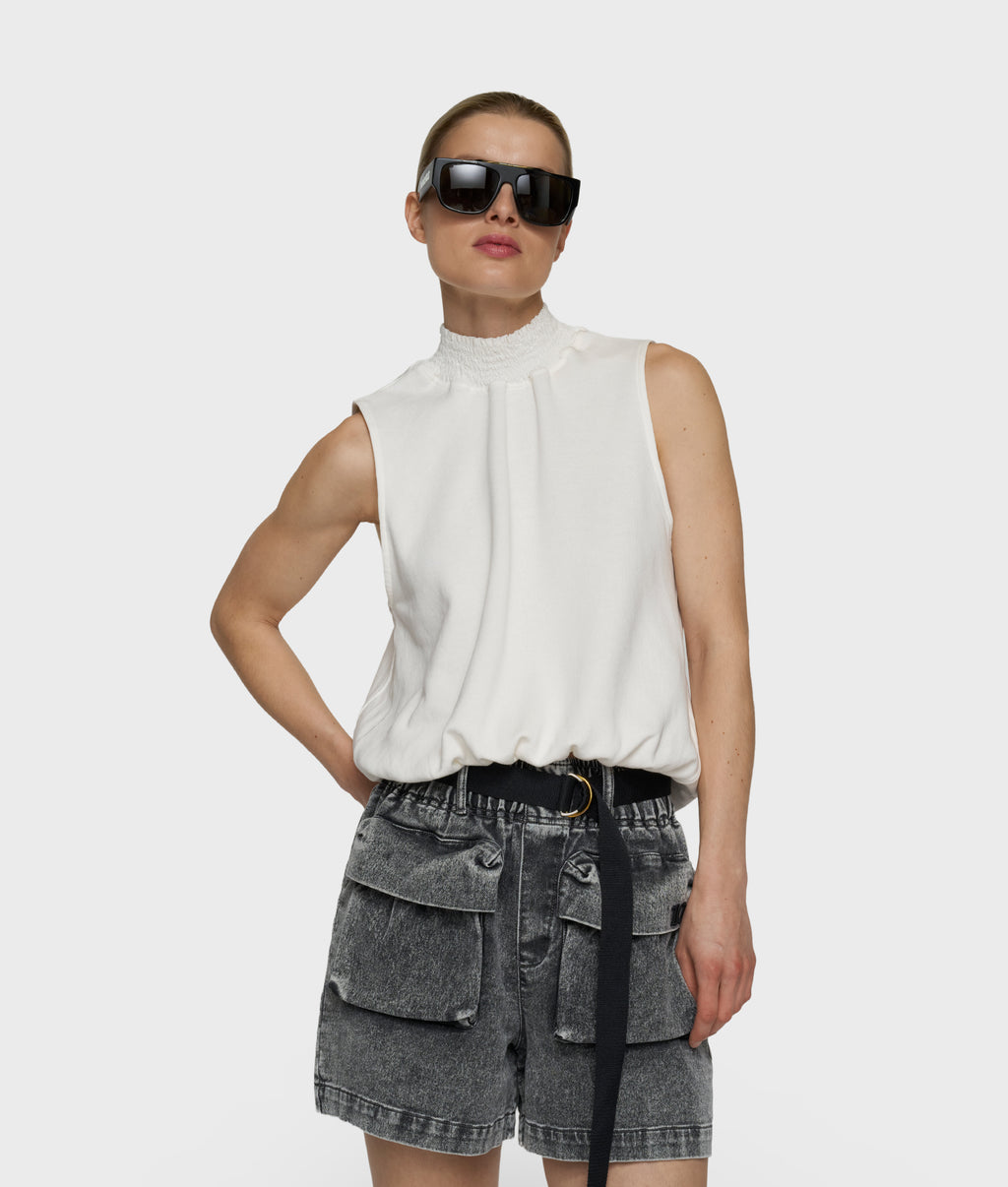 smocked top | ecru