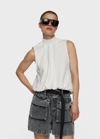 smocked top | ecru