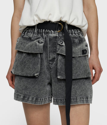 utility shorts jog denim | black