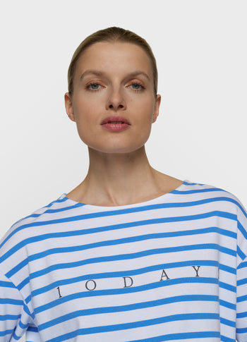 boat neck top stripes | white/ultramarine