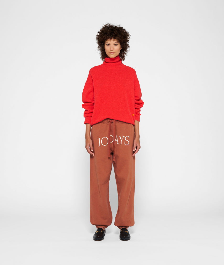 turtleneck sweater knit | coral red