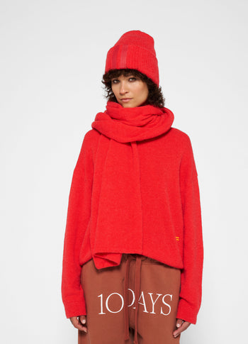turtleneck sweater knit | coral red