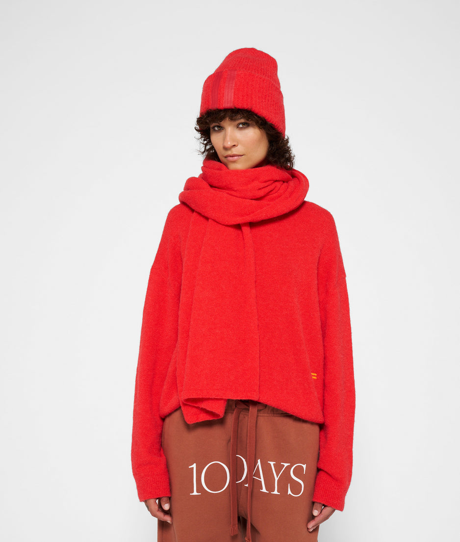 turtleneck sweater knit | coral red