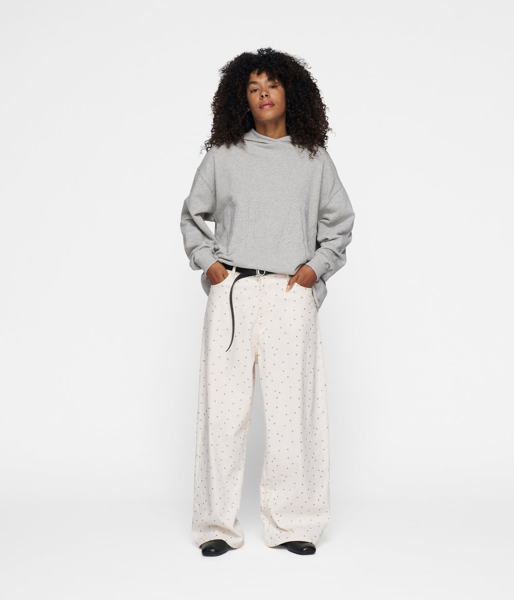 wide leg pants dots | ecru