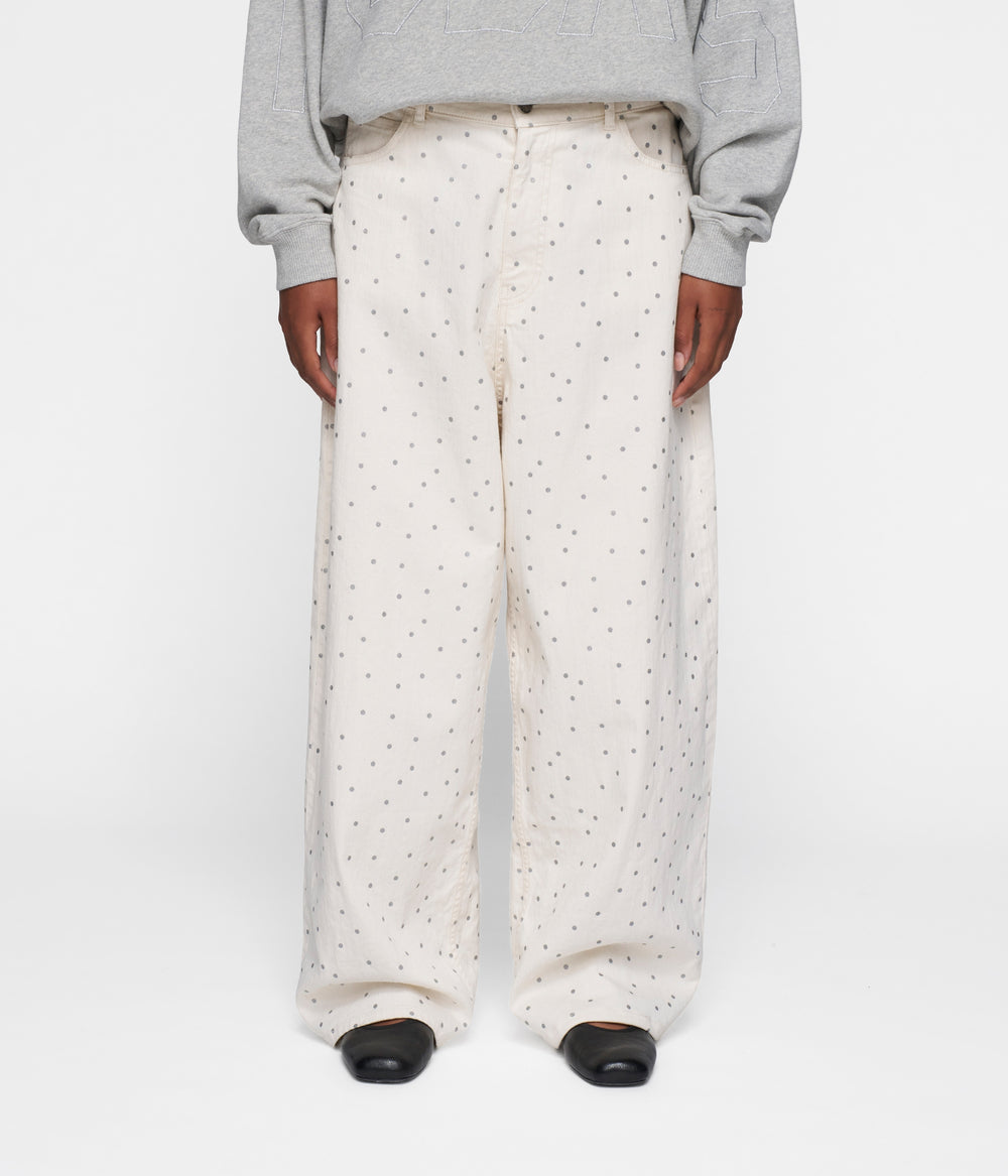 wide leg pants dots | ecru