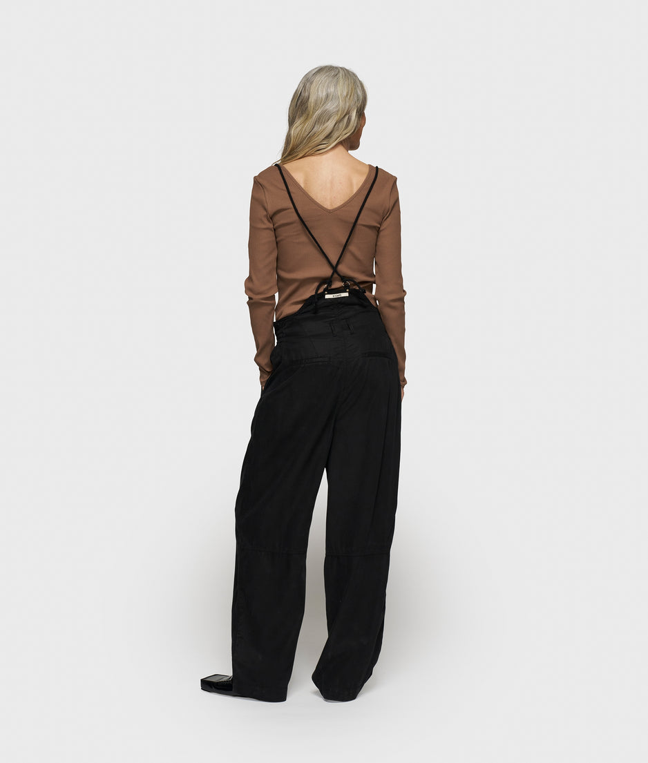 strap salopette twill tencel | black