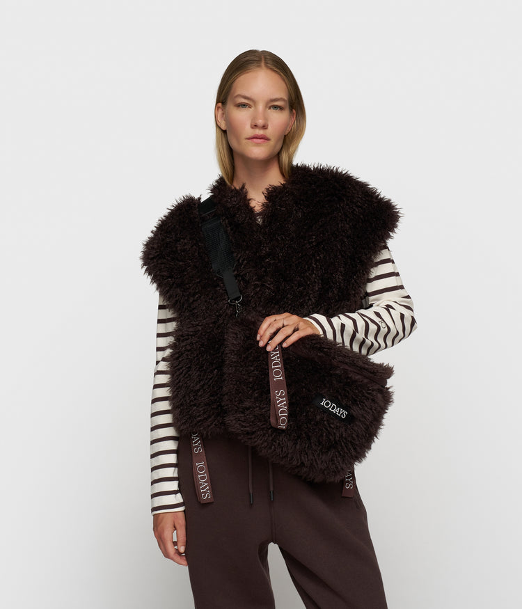 hairy cross body bag | deep wine