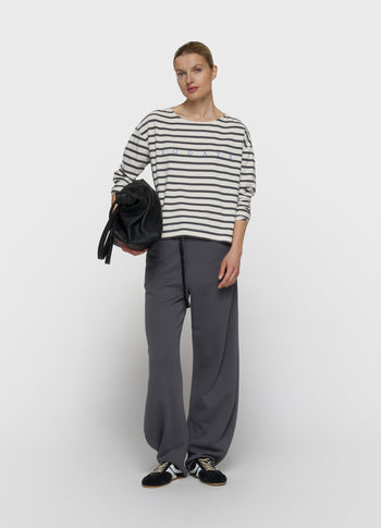 boat neck top stripes | ecru/steel blue