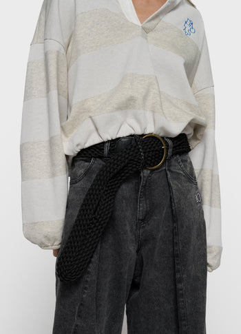 balloon sweater stripes | soft white melee