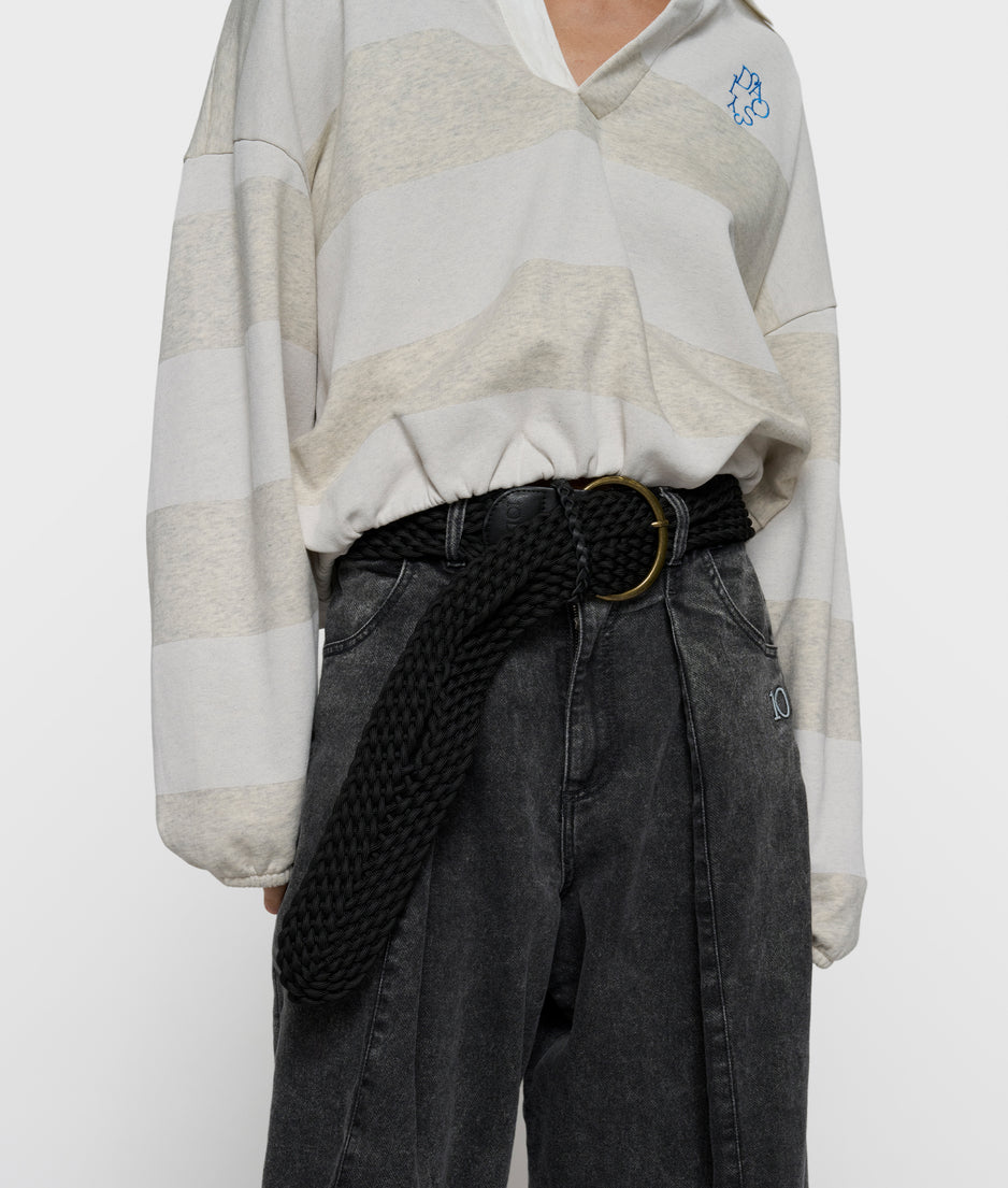 balloon sweater stripes | soft white melee