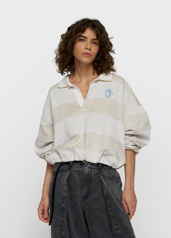 balloon sweater stripes | soft white melee